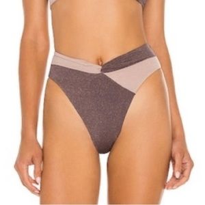 Nancy Lee Shimmer Bikini Bottom in Pebble Dusty Pearl